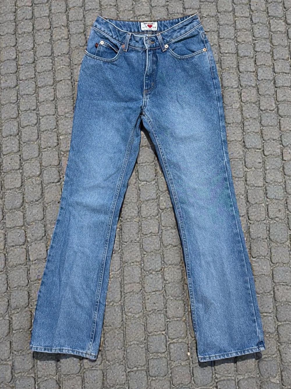 Vintage Fiorucci Jeans Italy Safety Denim Straight Leg Flare USA 26 3/4 3 4